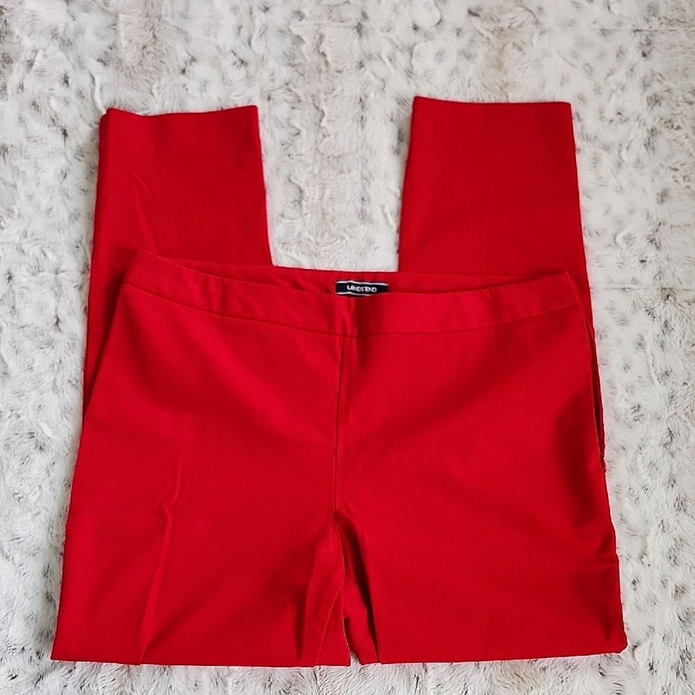 Lands End Red Chino 12 Flat Front Mid Rise Ankle Pants Pockets NWOT